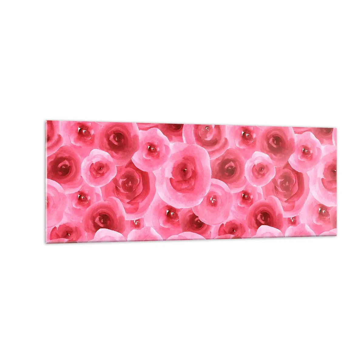 Cuadro sobre vidrio - Impresiones sobre Vidrio - Delicadas rosas en tonos pastel de rosa. - 140x50cm - Rosas abajo y arriba - Decoración de pared moderna para salón y dormitorio ARTTOR