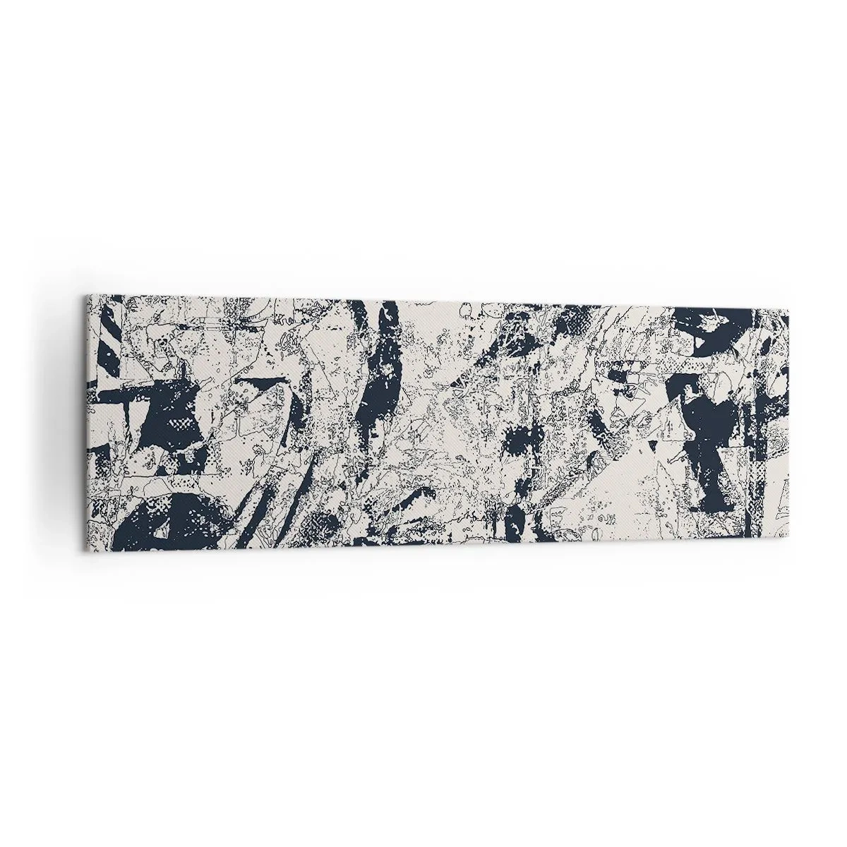 Cuadro sobre lienzo - Impresión de Imagen - Composición abstracta en blanco y negro con un diseño dinámico. - 160x50cm - La interpenetración de los opuestos - Decoración de pared moderna para salón y dormitorio ARTTOR