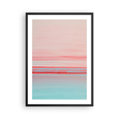 Póster en marco negro - Una delicada abstracción en tonos pastel de rosa y azul. - 50x70cm - Abstracción al amanecer - Decoración de pared moderna para salón y dormitorio ARTTOR