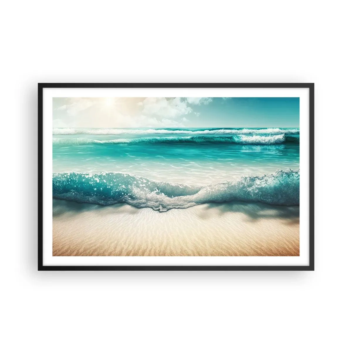 Póster en marco negro - Calma oceánica - 91x61 cm