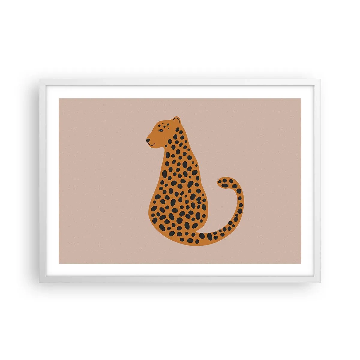 Póster en marco blanco - El estampado de leopardo está de moda - 70x50 cm