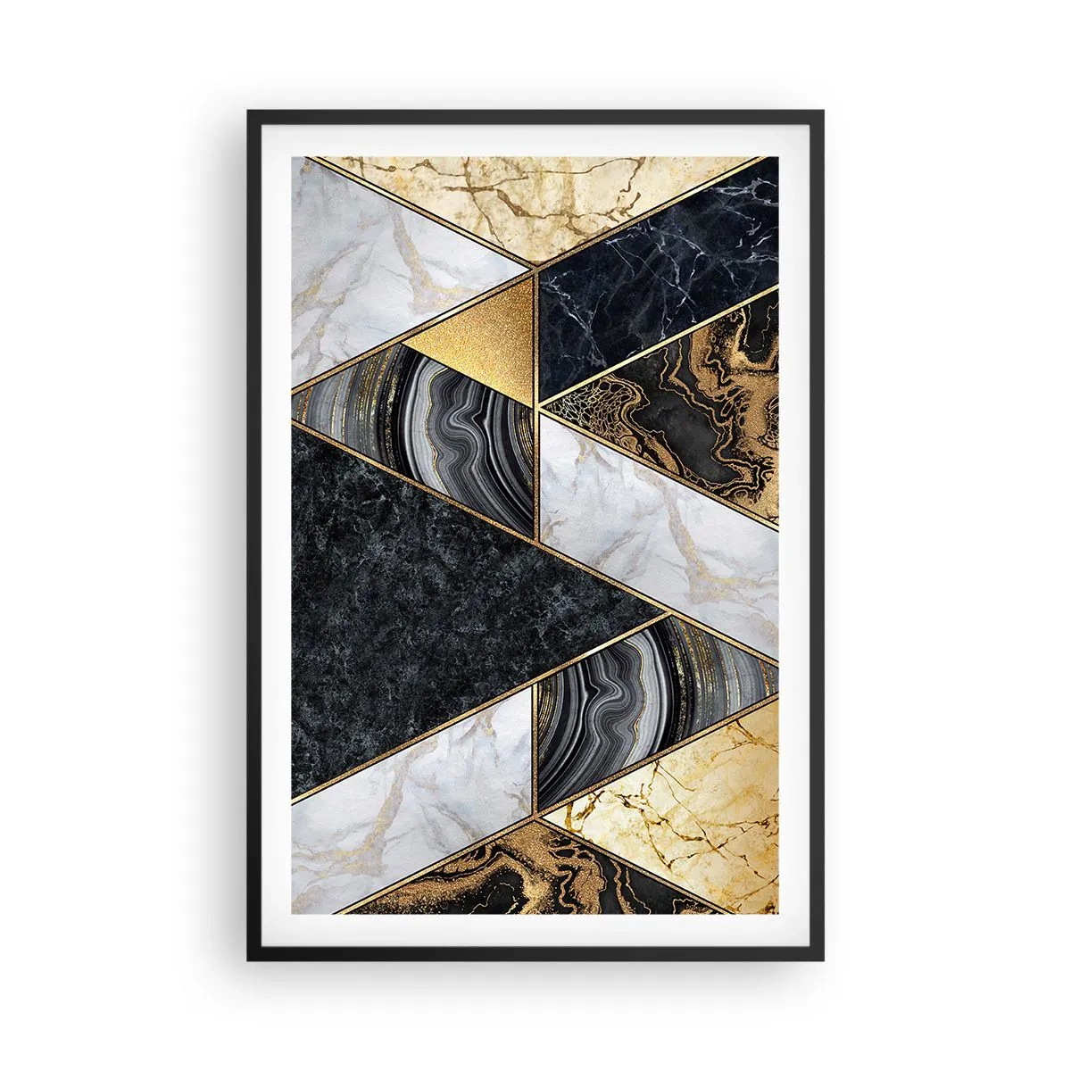 Póster en marco negro - Collage de piedras - 61x91 cm