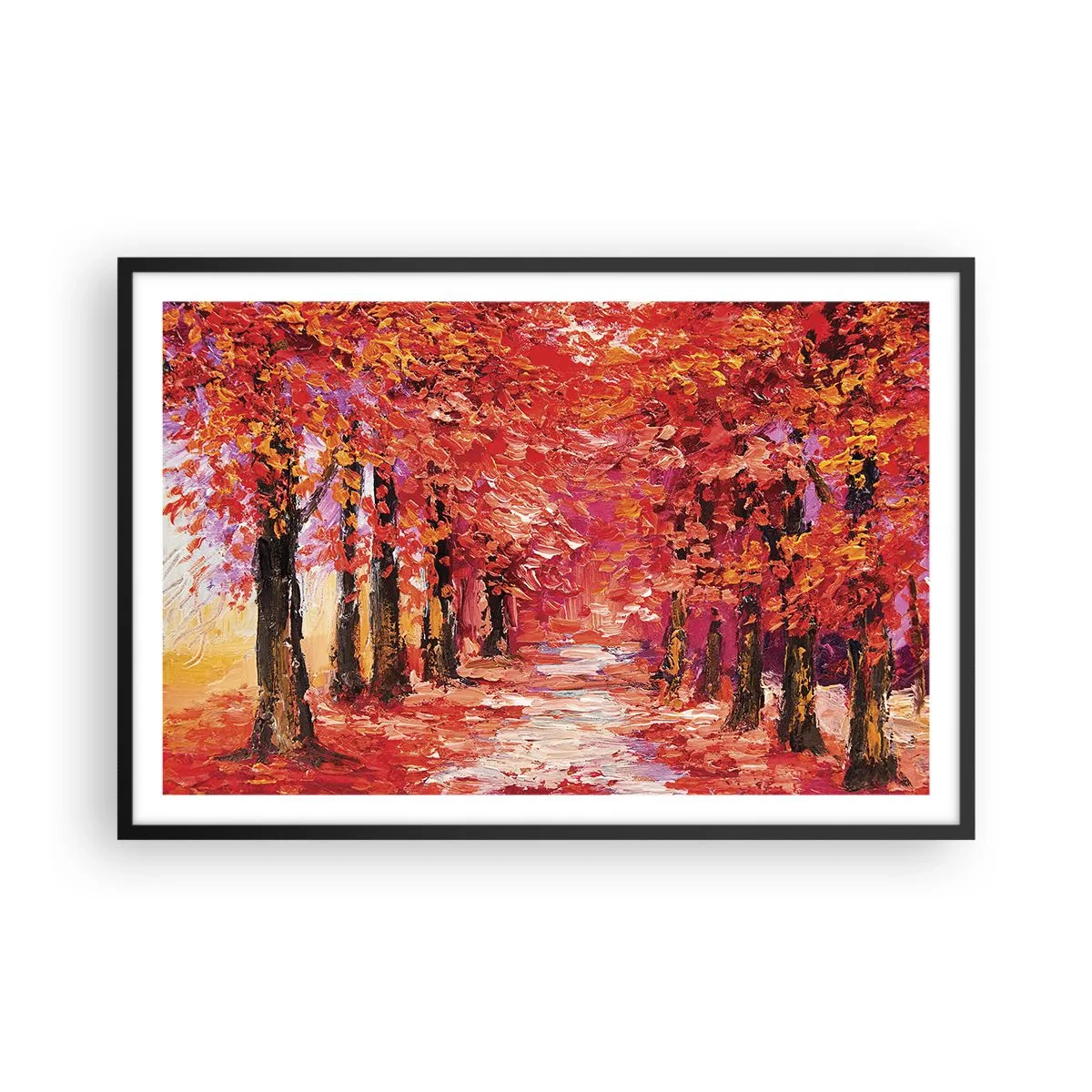 Póster en marco negro - Una impresión otoñal - 91x61 cm