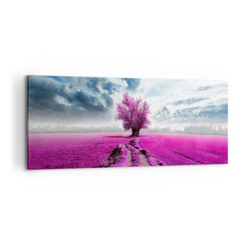 Cuadro sobre lienzo - Impresión de Imagen - El brezal - un encanto - 100x40 cm