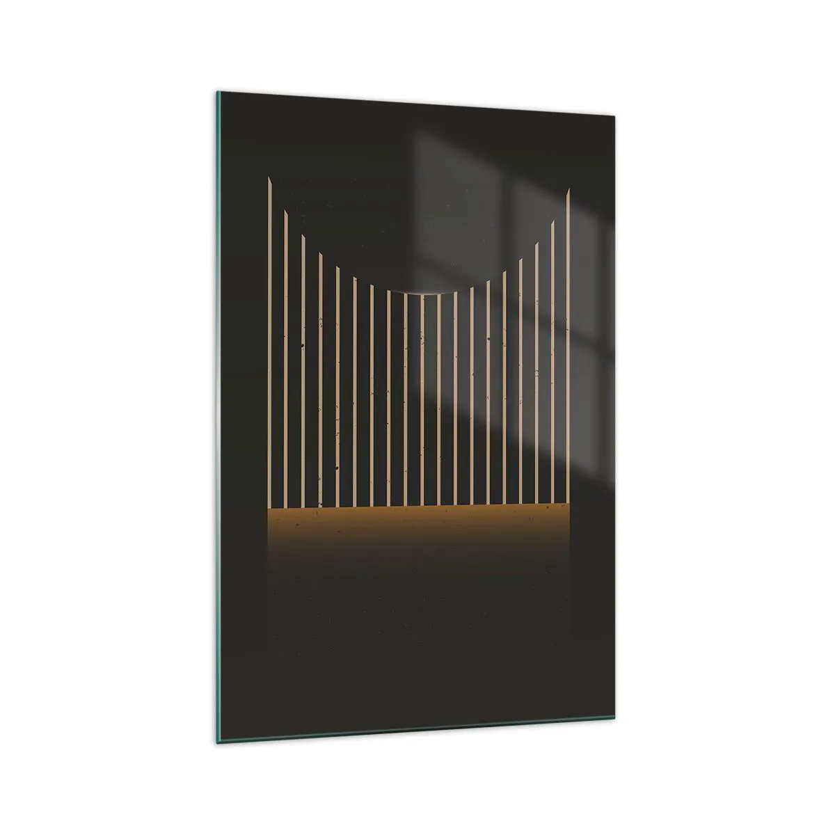 Cuadro sobre vidrio - Impresiones sobre Vidrio - Patrón geométrico con rayas sobre fondo oscuro. - 70x100cm - Explorar la oscuridad - Decoración de pared moderna para salón y dormitorio ARTTOR