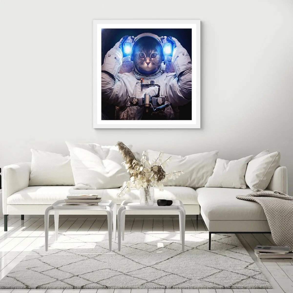 Póster en marco blanco - Houston, tienes un problema. - 60x60 cm