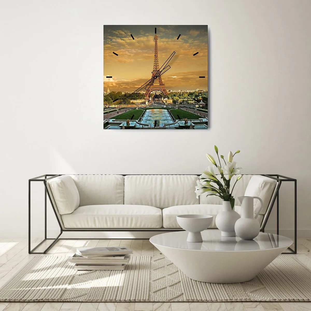 Reloj de pared - Reloj de vidrio - Reina de París - 40x40 cm