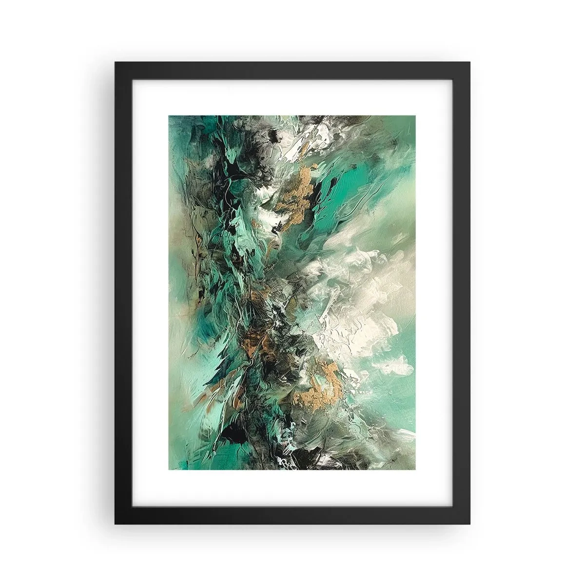 Póster en marco negro - Hervor negro esmeralda - 30x40 cm