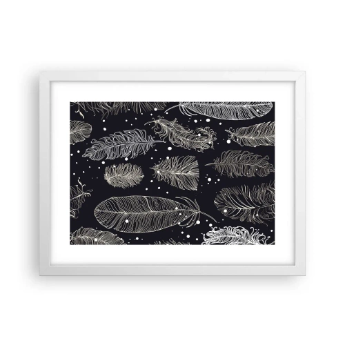 Póster en marco blanco - Encaje de plumas - 40x30 cm