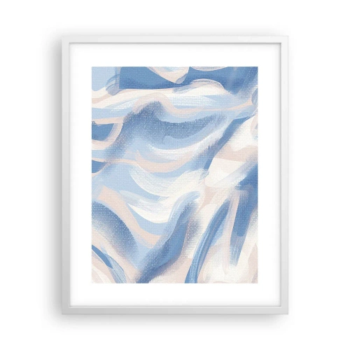 Póster en marco blanco - Ondas azules - 40x50 cm