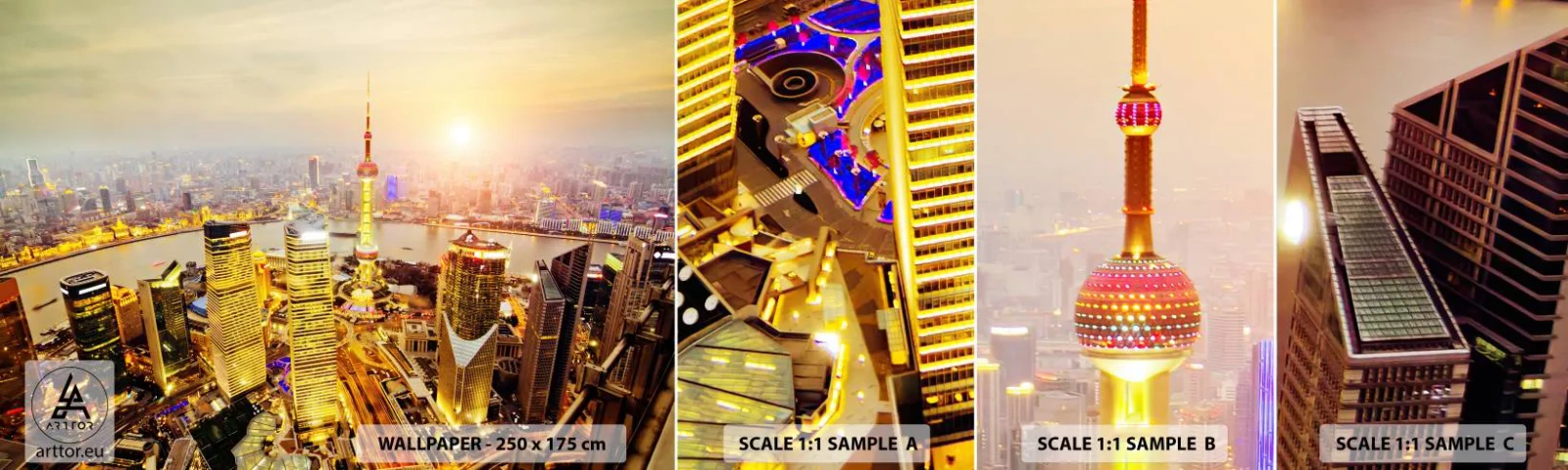 Muestra de fotomural autoadhesivo Deluxe Sticker - Sueño asiático - Ciudad, Paisaje, Arquitectura - 100x30 cm