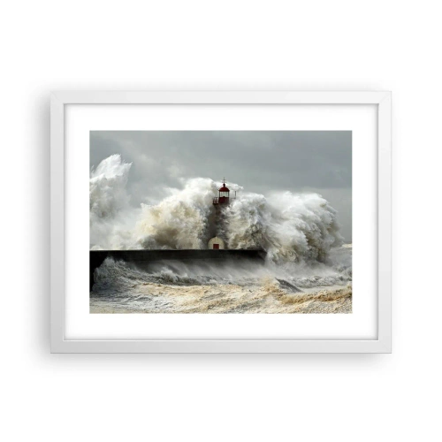 Póster en marco blanco - La furia del océano - 40x30 cm