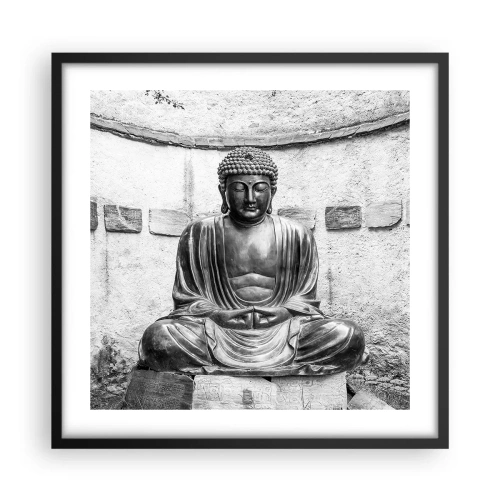 Póster en marco negro - En la fuente de la paz - 50x50 cm