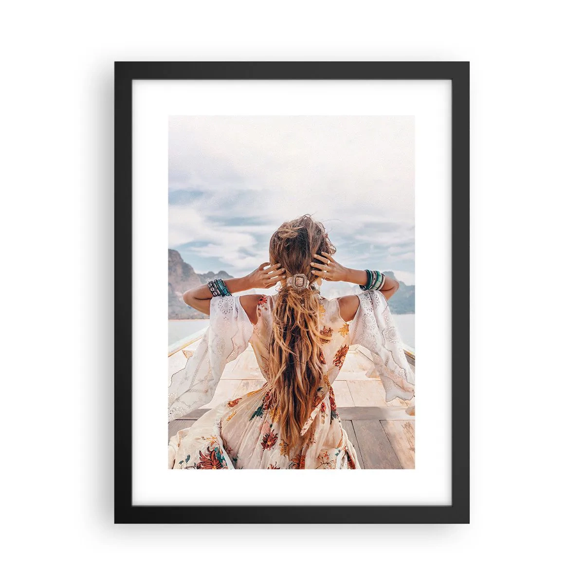 Póster en marco negro - Rumbo a la felicidad - 30x40 cm