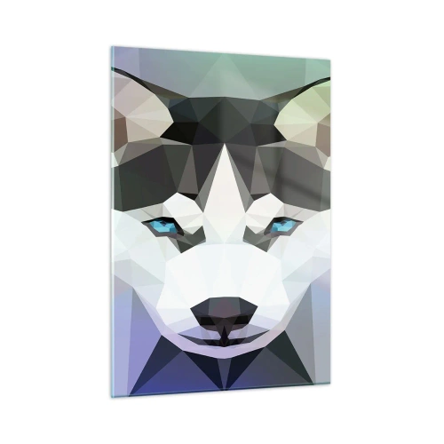 Cuadro sobre vidrio - Impresiones sobre Vidrio - Geometría del lobo en un estilo moderno - 50x70cm - El recuerdo de las nieves del norte - Decoración de pared moderna para salón y dormitorio ARTTOR