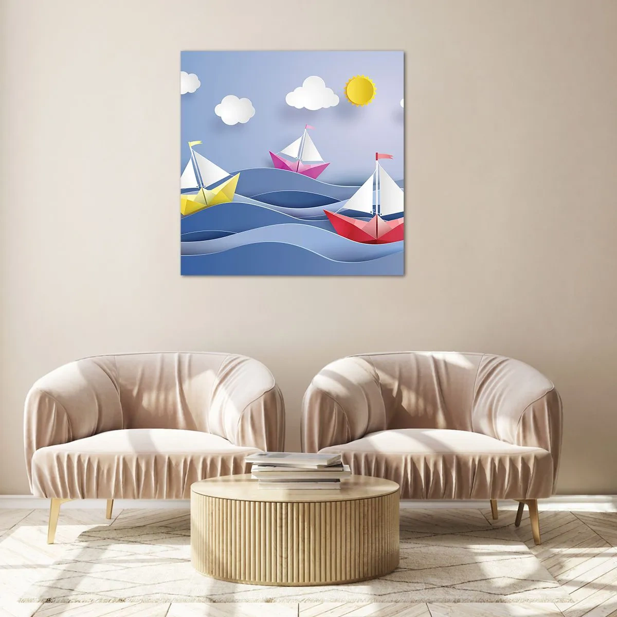 Cuadro sobre vidrio - Impresiones sobre Vidrio - Oh, qué agradable es balancearse entre las olas - 40x40 cm