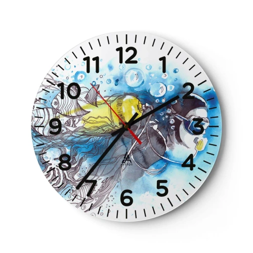 Reloj de pared - Reloj de vidrio - Sumergirse en lo desconocido - 40x40 cm