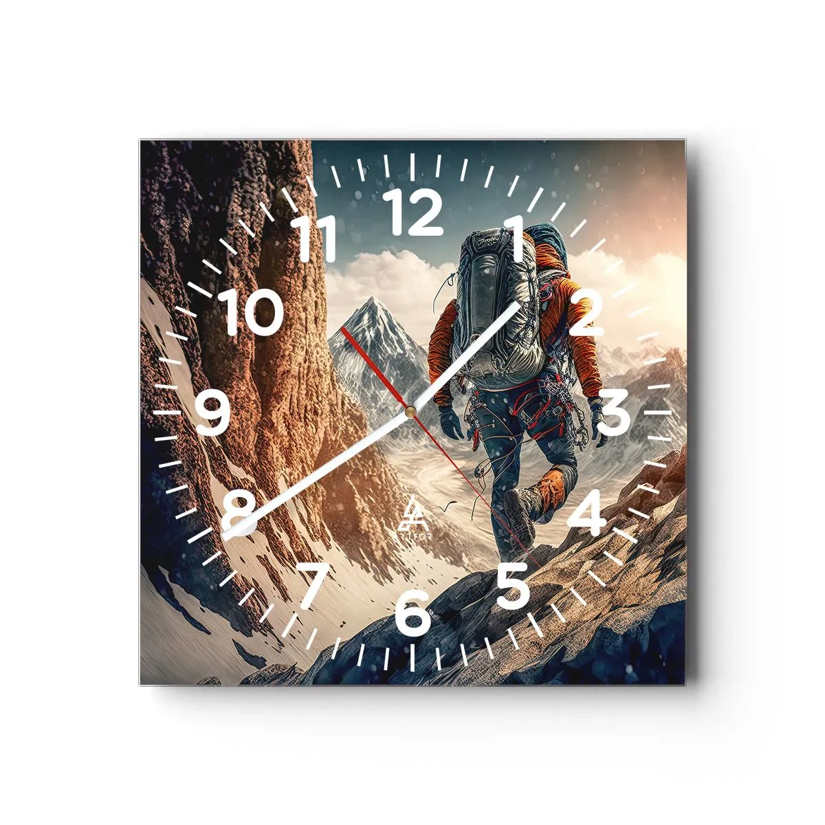 Reloj de pared - Reloj de vidrio - Guerrero solitario - 40x40 cm