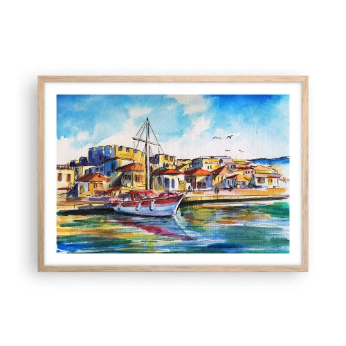 Póster en marco roble claro - Tarde de arco iris - 70x50 cm