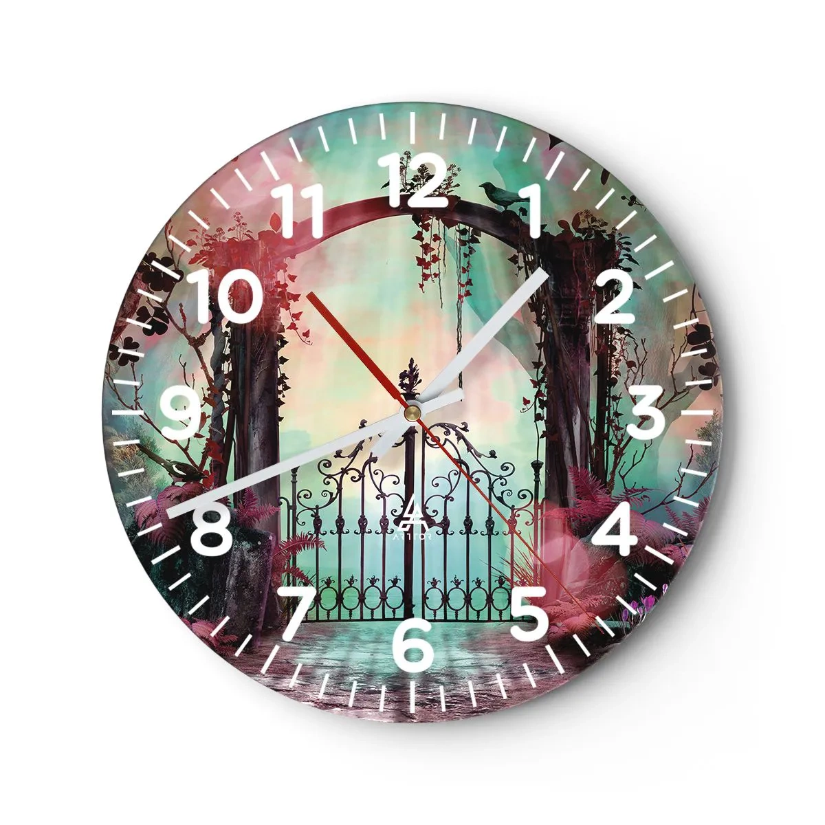 Reloj de pared - Reloj de vidrio - Jardín secreto - 30x30 cm
