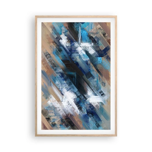 Póster en marco roble claro - En una inclinación azul - 61x91 cm