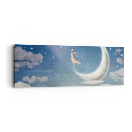 Cuadro sobre lienzo - Impresión de Imagen - Pretendiente sobre azul - 90x30 cm