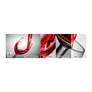 Muestra de fotomural autoadhesivo Deluxe Sticker - Color - Movimiento - Sonido - Copa de vino, Vino tinto, Gastronomía - 100x30 cm