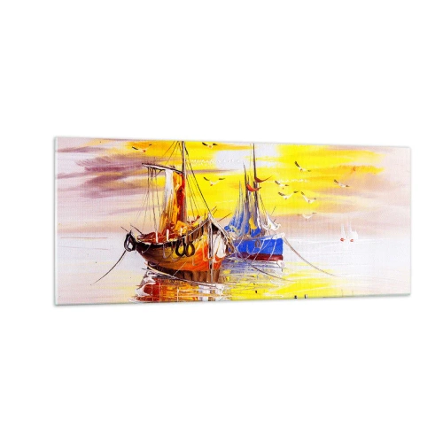 Cuadro sobre vidrio - Impresiones sobre Vidrio - Un merecido descanso en el puerto - 100x40 cm