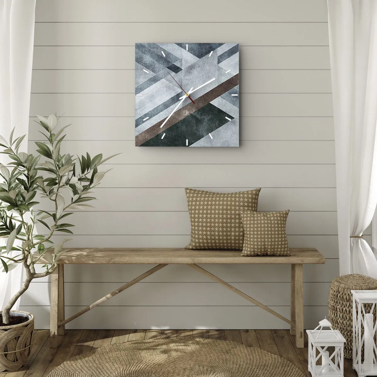 Reloj de pared - Reloj de vidrio - Sofisticada elegancia de la geometría - 40x40 cm