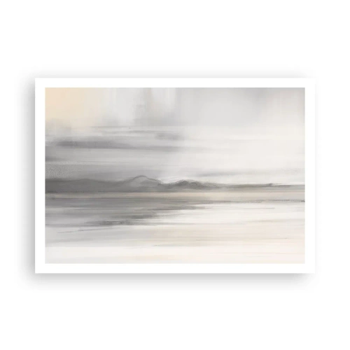 Póster - Un paisaje sutil en tonos grises y beige. - 100x70cm - Una distancia reflexiva - Decoración de pared moderna para salón y dormitorio ARTTOR