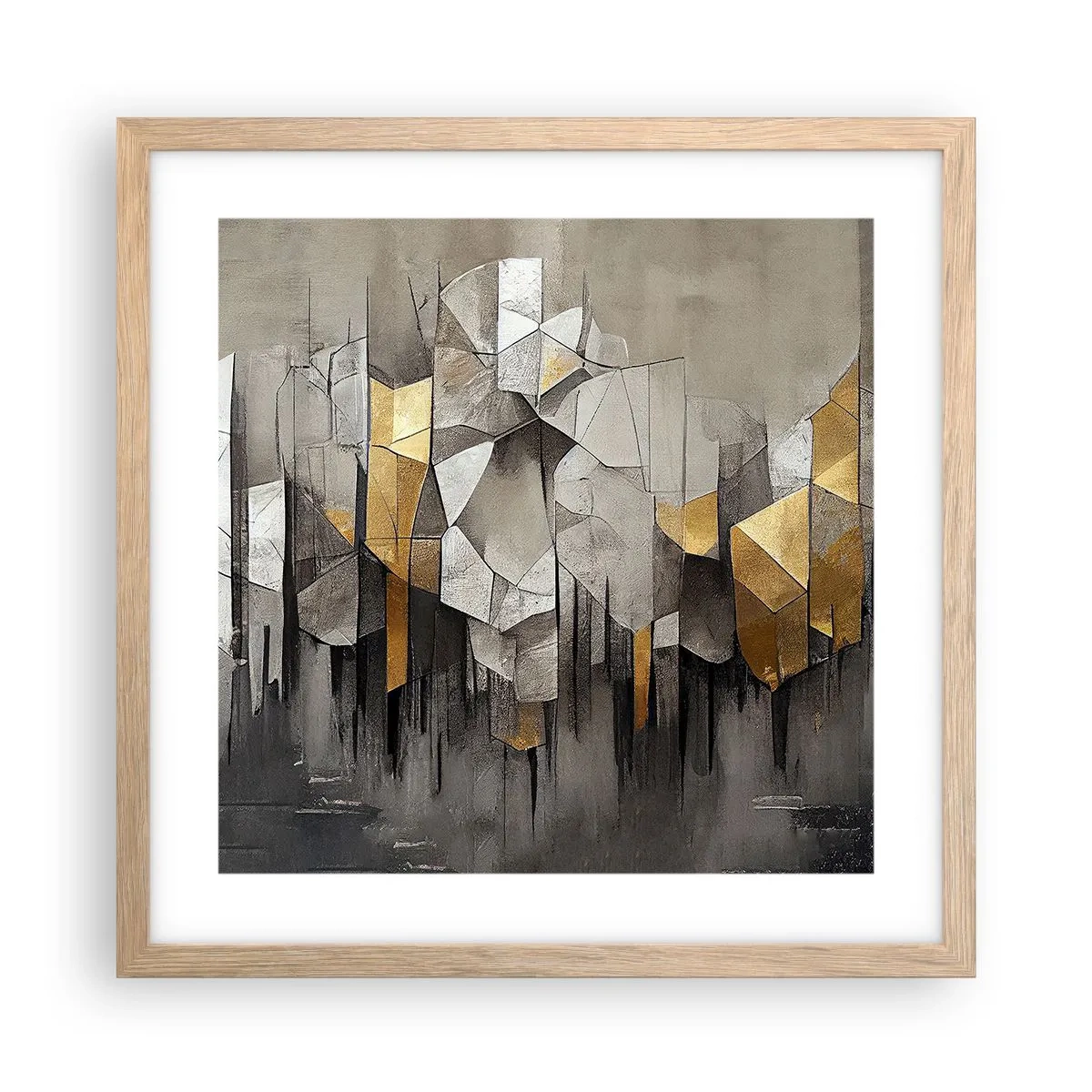 Póster en marco roble claro - Composición hecha de hielo y luz - 40x40 cm