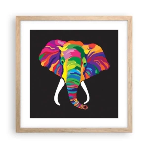 Póster en marco roble claro - El elefante al que le gustaba bañarse en el arco iris - 40x40 cm