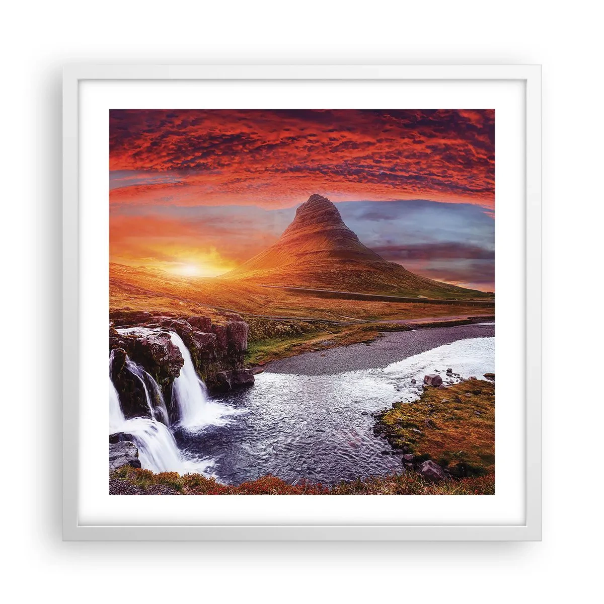 Póster en marco blanco - Una vista de la Tierra Media - 50x50 cm