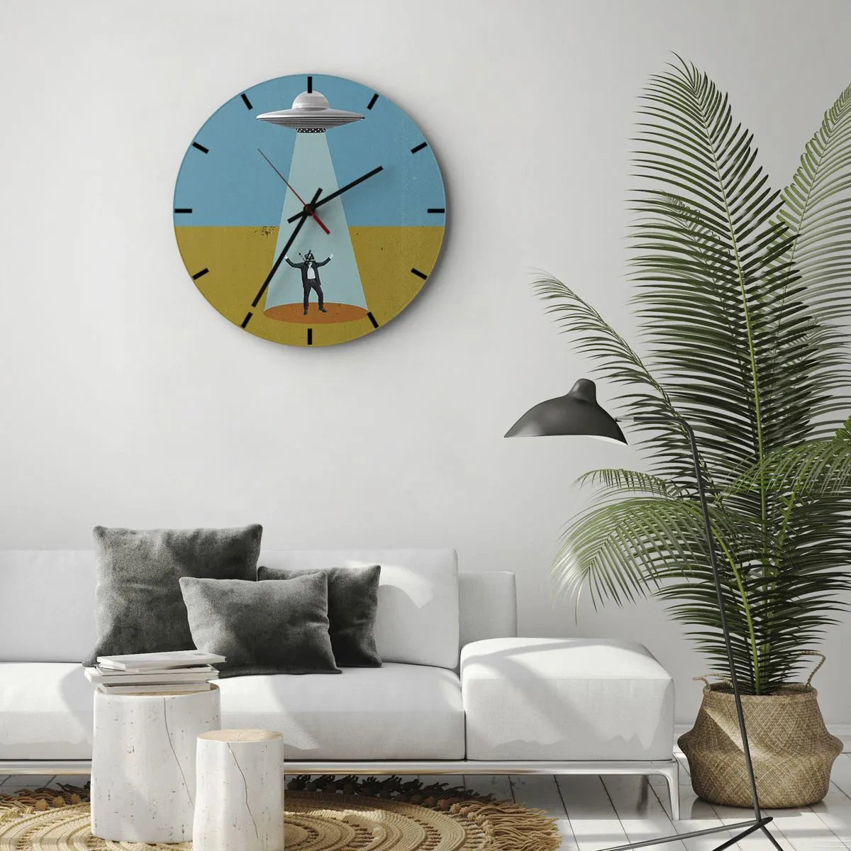 Reloj de pared - Reloj de vidrio - Un encuentro cercano - 40x40 cm