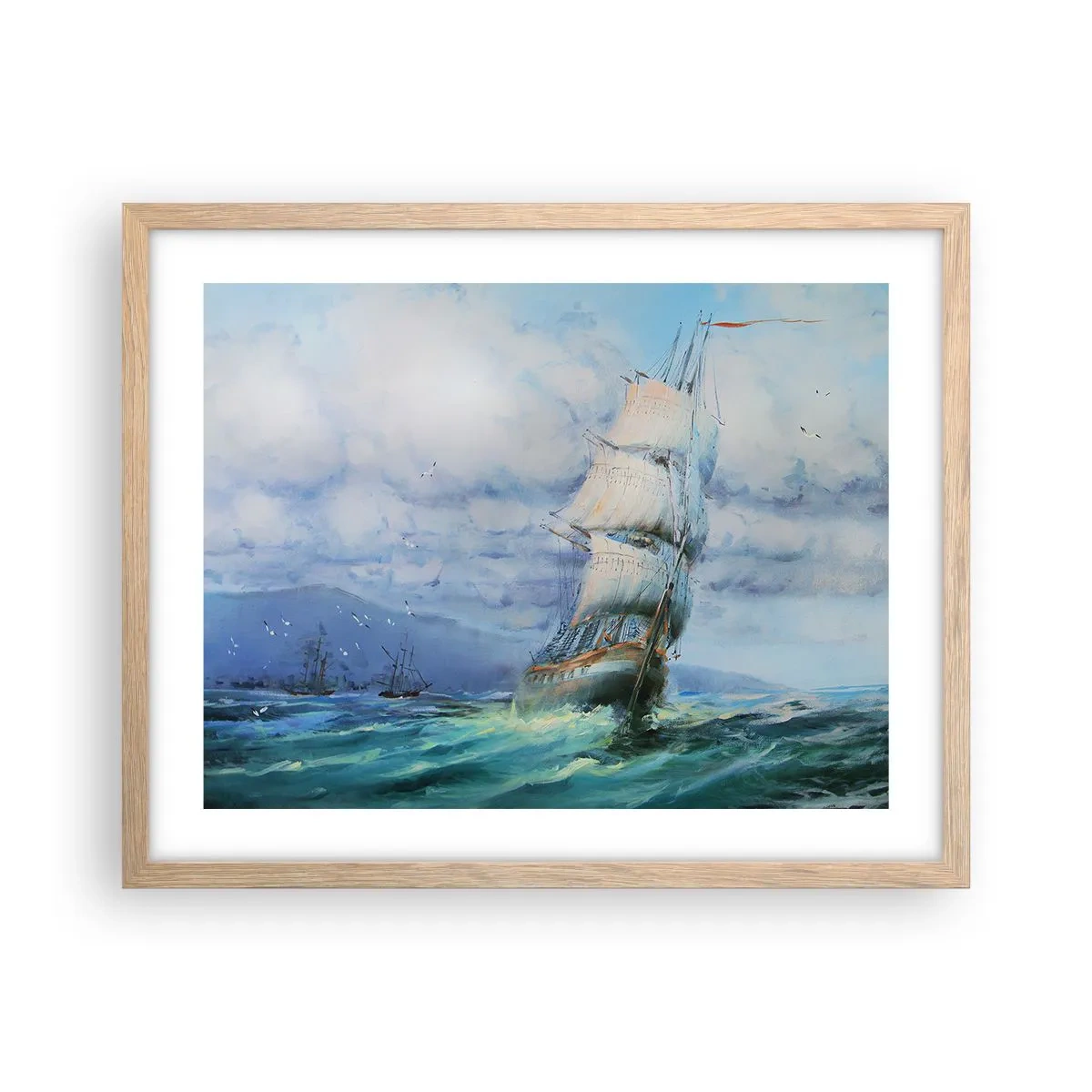 Póster en marco roble claro - Viento en popa - 50x40 cm