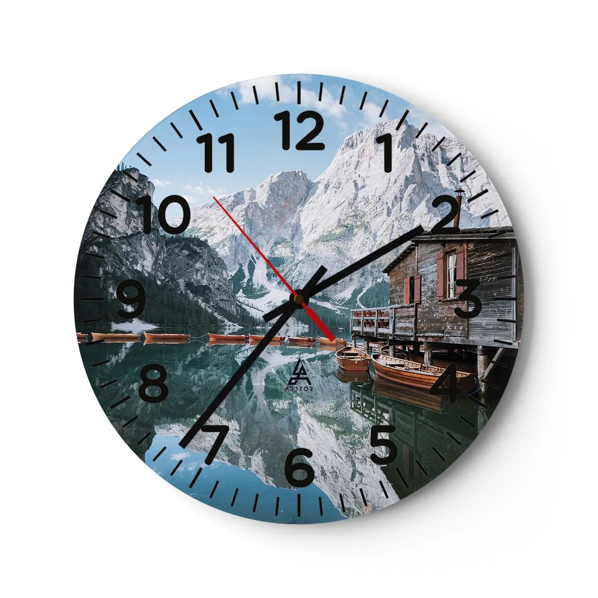 Reloj de pared - Reloj de vidrio - Una mañana cristalina de montaña - 40x40 cm