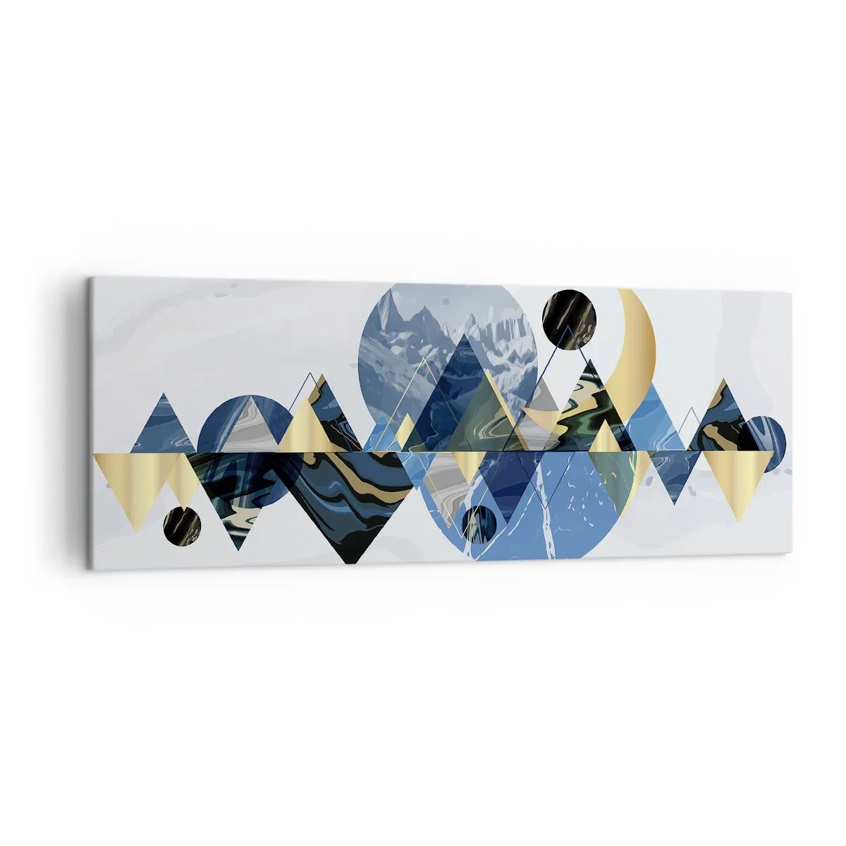 Cuadro sobre lienzo - Impresión de Imagen - Patrones geométricos abstractos con motivos montañosos - 140x50cm - Paisaje geométrico - Decoración de pared moderna para salón y dormitorio ARTTOR