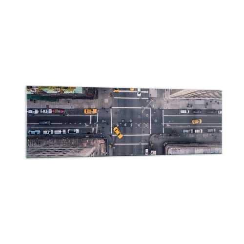 Cuadro sobre vidrio - Impresiones sobre Vidrio - Vista aérea de una calle concurrida de la ciudad - 160x50cm - Una simple elección - Decoración de pared moderna para salón y dormitorio ARTTOR
