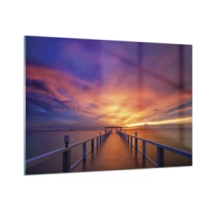 Cuadro sobre vidrio - Impresiones sobre Vidrio - El muelle con la puesta de sol como telón de fondo - 100x70cm - Sin fin - Decoración de pared moderna para salón y dormitorio ARTTOR