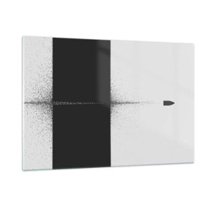 Cuadro sobre vidrio - Impresiones sobre Vidrio - Una composición abstracta en blanco y negro con una línea dinámica. - 120x80cm - Directa al objetivo - Decoración de pared moderna para salón y dormitorio ARTTOR