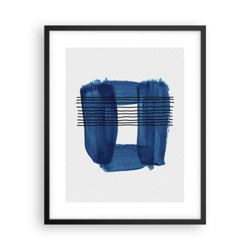 Póster en marco negro - Composición azul y negra - 40x50 cm