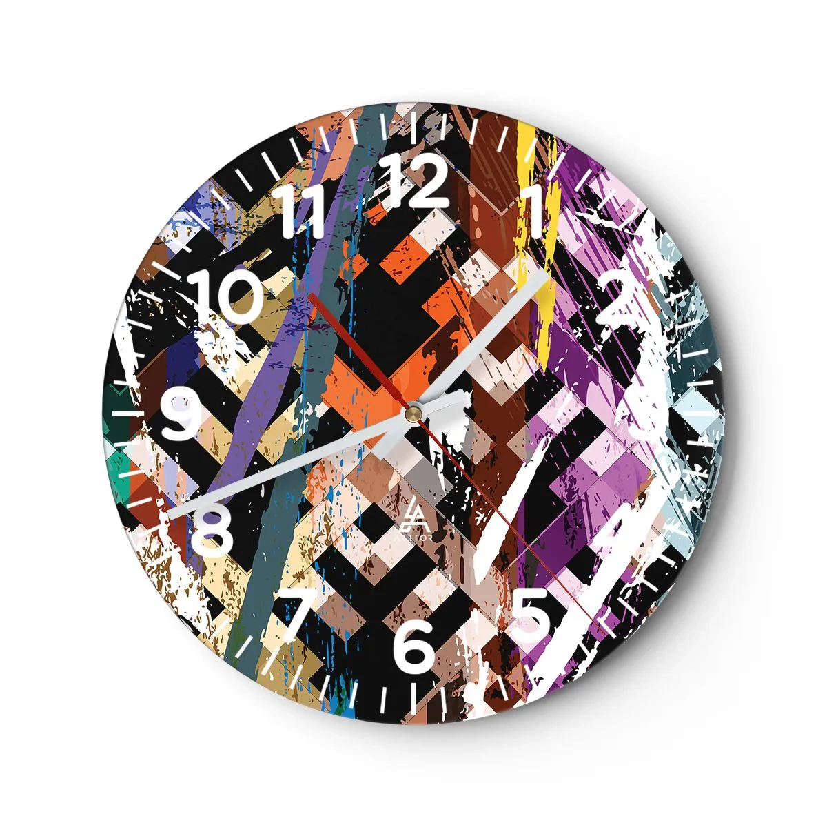Reloj de pared - Reloj de vidrio - Elevado al cuadrado - 30x30 cm