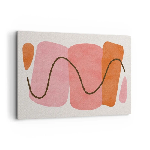 Cuadro sobre lienzo - Impresión de Imagen - Formas abstractas en tonos rosa y naranja. - 100x70cm - Suave movimiento de formas - Decoración de pared moderna para salón y dormitorio ARTTOR