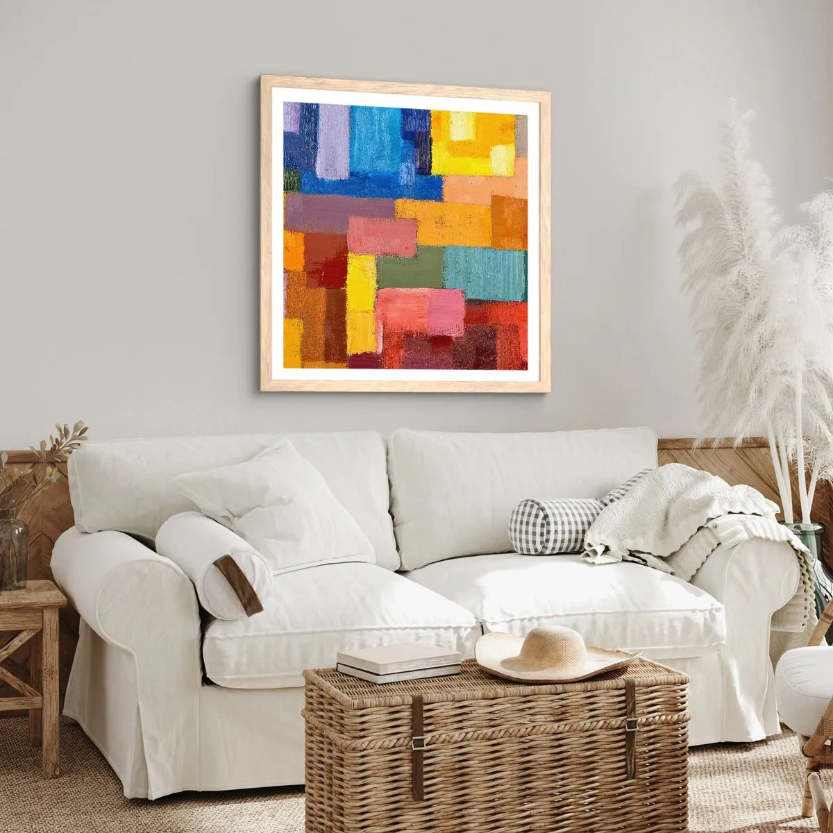 Póster en marco roble claro - Cada una diferente, todas coloridas - 60x60 cm