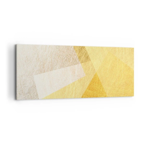 Cuadro sobre lienzo - Impresión de Imagen - Formas geométricas en tonos dorados y claros. - 120x50cm - Tiempo de geometría - Decoración de pared moderna para salón y dormitorio ARTTOR