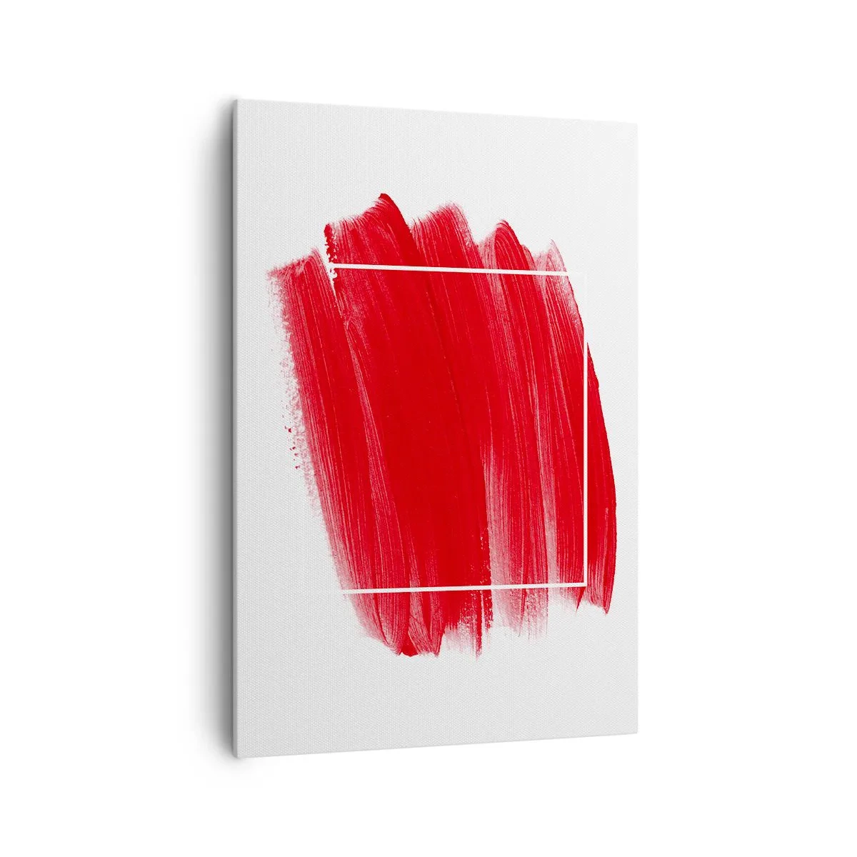 Cuadro sobre lienzo - Impresión de Imagen - Trazo de pincel rojo con borde blanco - 70x100cm - Fuera del marco - Decoración de pared moderna para salón y dormitorio ARTTOR
