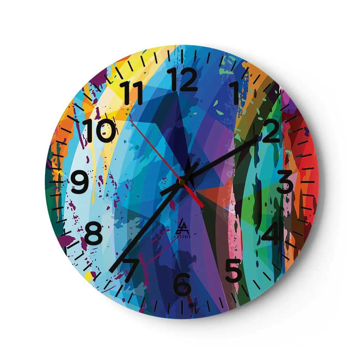 Reloj de pared - Reloj de vidrio - Vértigo de colores - 30x30 cm