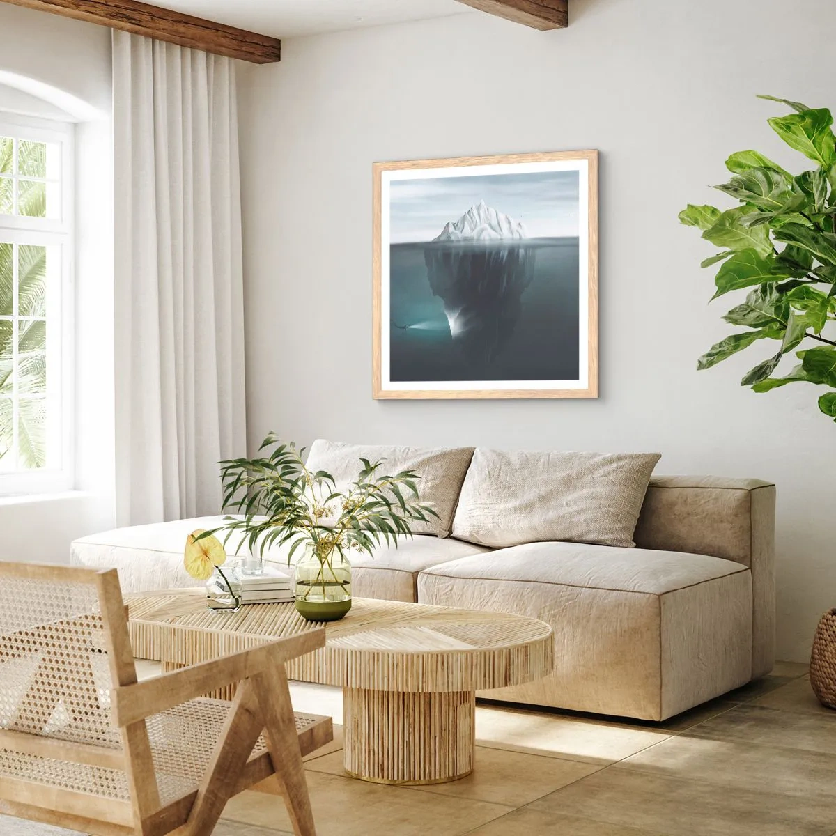 Póster en marco roble claro - Misterio submarino - 40x40 cm