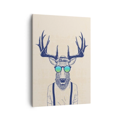 Cuadro sobre lienzo - Impresión de Imagen - Ciervo estilizado con gafas de sol - 50x70cm - ¿Y a quién esperabas? - Decoración de pared moderna para salón y dormitorio ARTTOR