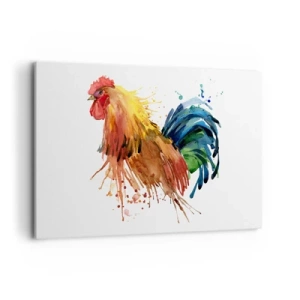 Cuadro sobre lienzo - Impresión de Imagen - Gallo colorido en estilo acuarela - 100x70cm - Un manto real, un orgullo real - Decoración de pared moderna para salón y dormitorio ARTTOR